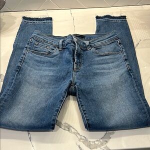 J Brand Blue Denim Jeans with Frayed Ankle Hem